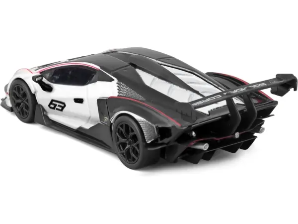 Lamborghini Essenza SCV12 #63 White and Black "Squadra Corse" "Race" Series 1/24 Diecast Model Car by Bburago #3