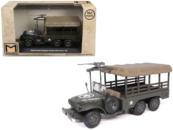 Dodge WC63 Weapons Carrier with Canvas Top Olive Drab "United States Army" 1/43 Diecast Model by Militaria Die Cast #1