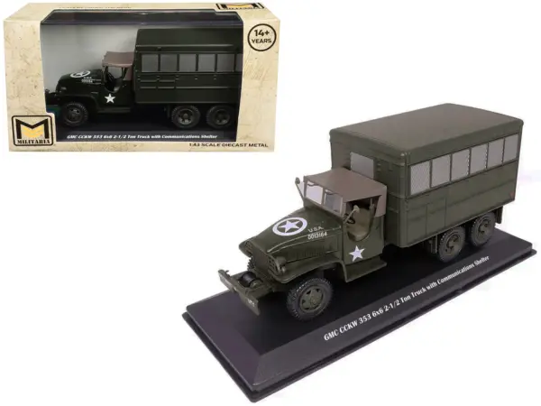 GMC CCKW 353 6x6 2-1/2 Ton Truck with Communications Shelter Olive Drab "United States Army" 1/43 Diecast Model by Militaria Die Cast #1