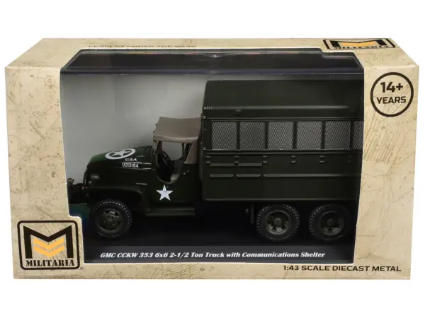 GMC CCKW 353 6x6 2-1/2 Ton Truck with Communications Shelter Olive Drab "United States Army" 1/43 Diecast Model by Militaria Die Cast #3