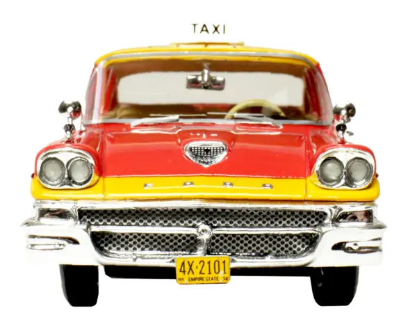 1958 Ford Custom 300 Taxi Cab "Kind Taxi Co." Red and Yellow with Yellow Interior Limited Edition to 200 pieces Worldwide 1/43 Model Car by Goldvarg Collection #4