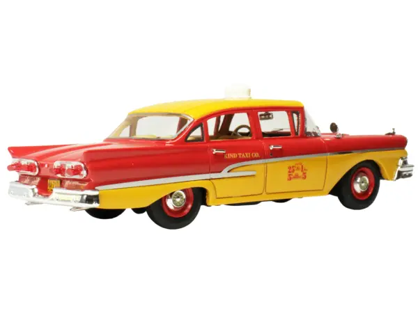 1958 Ford Custom 300 Taxi Cab "Kind Taxi Co." Red and Yellow with Yellow Interior Limited Edition to 200 pieces Worldwide 1/43 Model Car by Goldvarg Collection #5