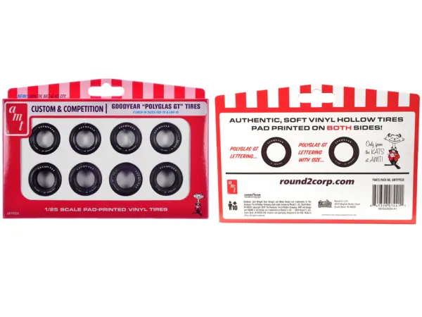 Model Kit "Goodyear Polyglas GT" Tires Set of 8 Pieces for 1/25 Scale Models by AMT #3