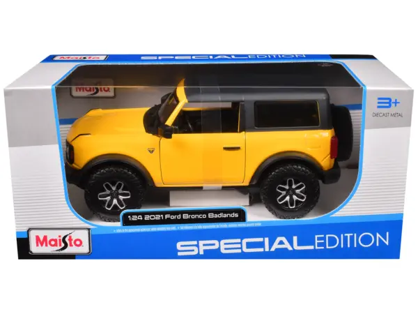2021 Ford Bronco Badlands Yellow with Black Top "Special Edition" 1/24 Diecast Model Car by Maisto #3