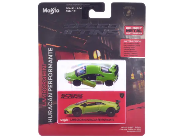 Lamborghini Huracan Performante Green "Speed Icons" Series 1/64 Diecast Model Car by Maisto #3