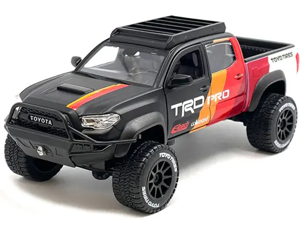 2023 Toyota Tacoma TRD PRO Off Road Pickup Truck Matt Black with Graphics and Roofrack "Maisto Design" Series 1/27 Diecast Model Car by Maisto #2