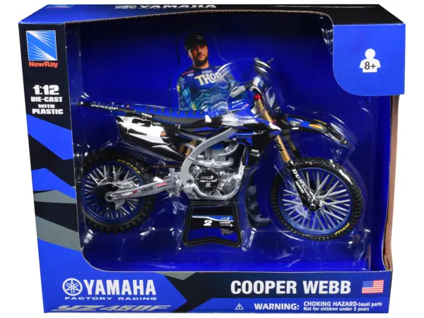 Yamaha YZ450F Motorcycle #2 Cooper Webb "Yamaha Factory Racing" 1/12 Diecast Model by New Ray #3