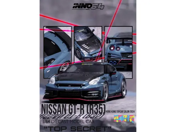 2024 Nissan GT-R (R35) Nismo "Top Secret" RHD (Right Hand Drive) Gray with Carbon Hood and Top "Hong Kong Toy Car Salon 2024 Special Edition" 1/64 Diecast Model Car by Inno Models #4