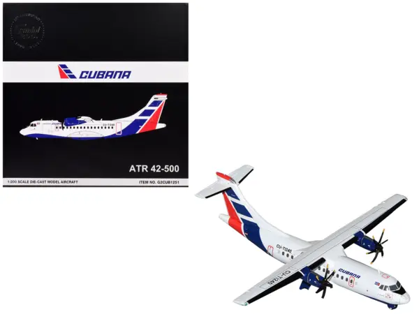 ATR 42-500 Commercial Aircraft "Cubana" (CU-T1240) White with Blue and Red Tail "Gemini 200" Series 1/200 Diecast Model Airplane by GeminiJets #1