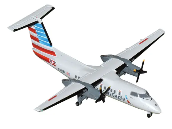 Bombardier Dash 8-100 Commercial Aircraft "American Airlines - American Eagle" (N808EX) Gray with Striped Tail 1/400 Diecast Model Airplane by GeminiJets #2