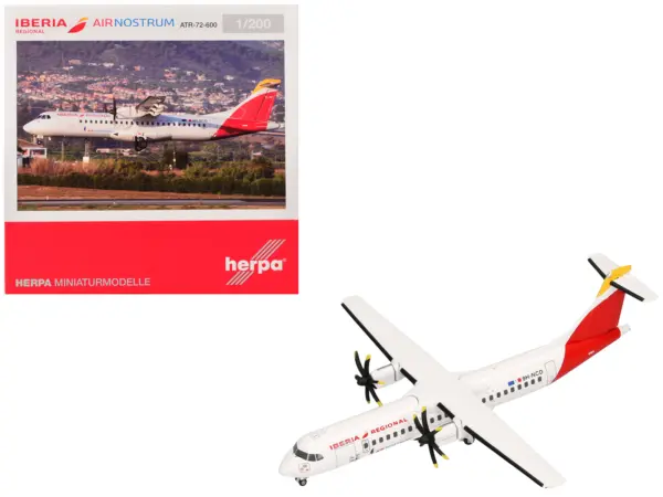 ATR 72-600 Commercial Aircraft "Iberia Regional" (9H-NCD) White with Red Tail 1/200 Diecast Model Airplane by Herpa #1