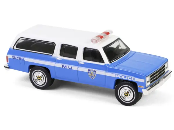 1990 Chevrolet Suburban K2500 Scottsdale "NYPD (New York City Police Department)" Blue with White Top "Hot Pursuit" Series 46 1/64 Diecast Model Car by Greenlight #2