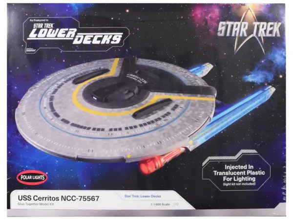 Skill 2 Model Kit USS Cerritos NCC-75567 Spacecraft "Star Trek: Lower Decks" (2020-2024) TV Series 1/1400 Scale Model by Polar Lights #1