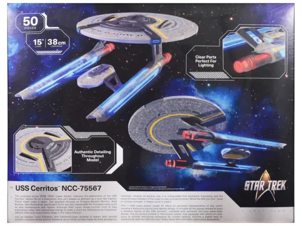Skill 2 Model Kit USS Cerritos NCC-75567 Spacecraft "Star Trek: Lower Decks" (2020-2024) TV Series 1/1400 Scale Model by Polar Lights #4
