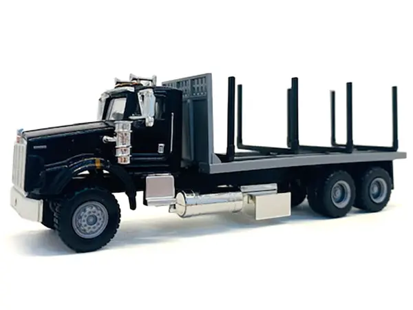 Kenworth T800 Stake Bed Truck Black 1/87 (HO) Plastic Model Car by Promotex #2
