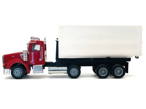Peterbilt 367 Roll-Off Dump Truck Red with White Box 1/87 (HO) Plastic Model Car by Promotex #2