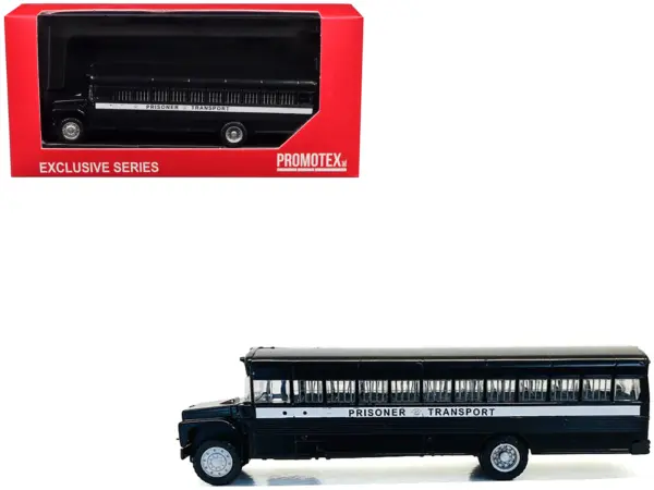 Prisoner Transport Bus Black 1/87 (HO) Plastic Model Car by Promotex #1