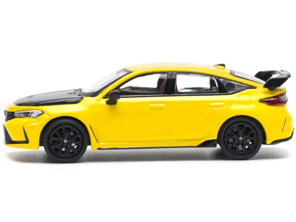 Honda Civic Type R FL5 Yellow with Carbon Hood 1/64 Diecast Model Car by Pop Race #3