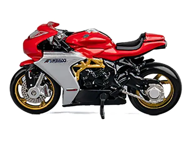 MV Agusta Superveloce 800 Motorcycle Red and Silver with Figure 1/64 Diecast Model by CM Model #3