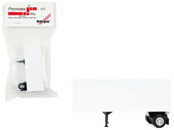 27ft Single-Axle Trailer (No Converter Dolly) White 1/87 (HO) Plastic Model by Promotex #1