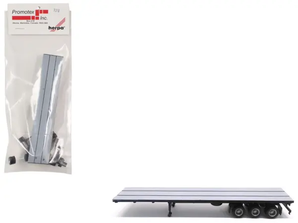 48ft 3-Axle Flatbed Trailer Gray Top 1/87 (HO) Plastic Model by Promotex #1