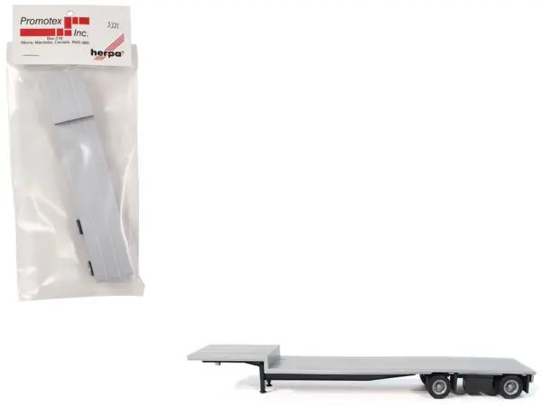 2-Axle Dropdeck Flatbed Trailer Silver Top 1/87 (HO) Plastic Model by Promotex #1