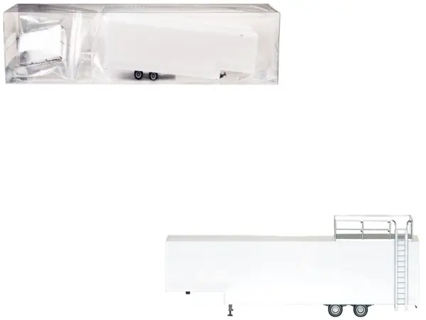 Race Horse Transport Trailer White 1/87 (HO) Plastic Model by Promotex #1