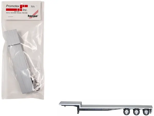 48ft 3-Axle Drop Deck Trailer with Chrome Wheels and Silver Top 1/87 (HO) Plastic Model by Promotex #1
