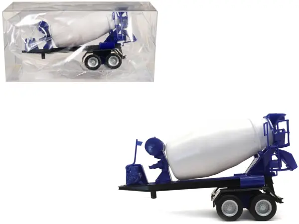 2-Axle Cement Mixer Trailer White and Blue 1/87 (HO) Plastic Model by Promotex #1