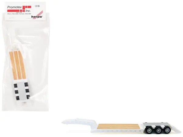 3-Axle Heavy Equipment Lowboy Trailer White 1/87 (HO) Plastic Model by Promotex #1