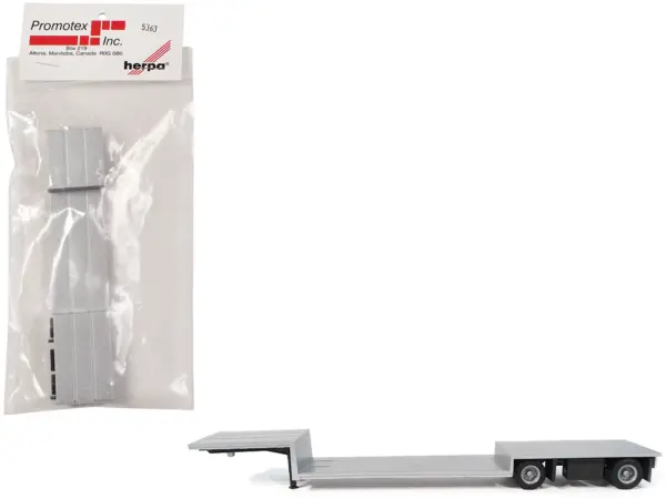 Spread Axle Double-Drop Flatbed Trailer Silver Top 1/87 (HO) Plastic Model by Promotex #1