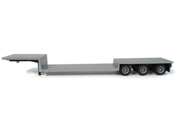 3-Axle Double-Drop Flatbed Trailer Silver Top 1/87 (HO) Plastic Model by Promotex #2