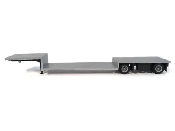 Spread Axle Double-Drop Flatbed Trailer Silver Top 1/87 (HO) Plastic Model by Promotex #2