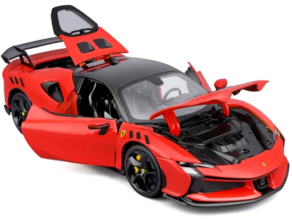 Ferrari SF90 XX Stradale Red with Black Top "Race + Play" Series 1/18 Diecast Model Car by Bburago #2