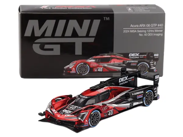 Acura ARX-06 GTP #40 Louis Deletraz - Colton Herta - Jordan Taylor "Wayne Taylor Racing with Andretti" Winner IMSA "12 Hours of Sebring" (2024) Limited Edition 1/64 Diecast Model Car by Mini GT #4