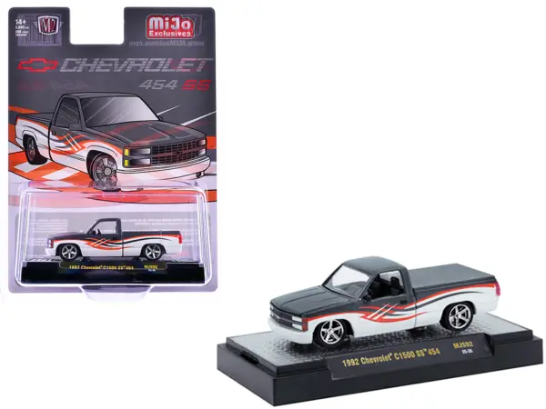 1992 Chevrolet C1500 SS 454 Pickup Truck Gray and White with Graphics Limited Edition to 9680 pieces Worldwide 1/64 Diecast Model Car by M2 Machines #1