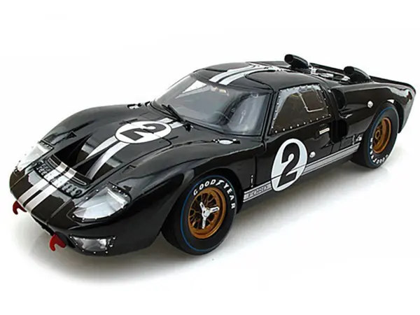 1966 Ford GT-40 MK II #2 Black 1/18 Diecast Model Car by Shelby Collectibles #2