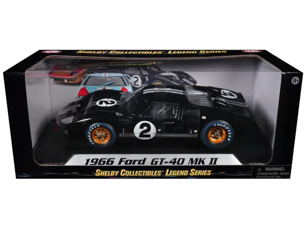 1966 Ford GT-40 MK II #2 Black 1/18 Diecast Model Car by Shelby Collectibles #3