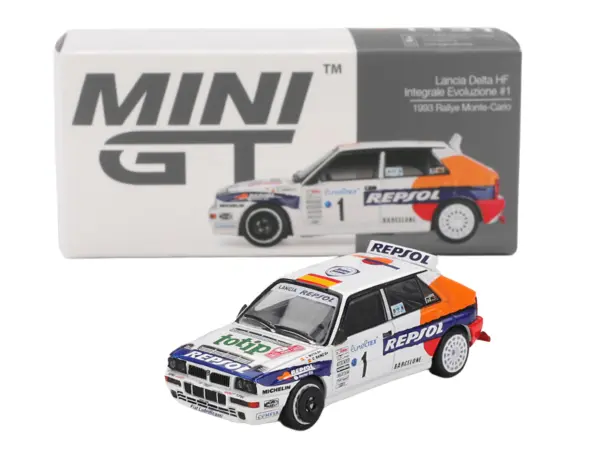 Lancia Delta HF Integrale Evoluzione #1 Carlos Sainz - Luis Moya "Rallye Monte-Carlo" (1993) Limited Edition 1/64 Diecast Model Car by Mini GT #4