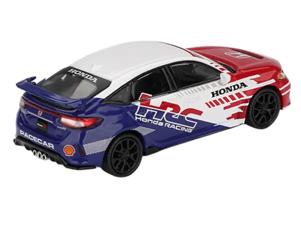 Honda Civic TYPE R "2024 Pace Car HRC" White with Red and Blue Graphics Limited Edition 1/64 Diecast Model Car by Mini GT #3