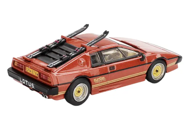 Lotus Esprit Turbo RHD (Right Hand Drive) Copper Fire Metallic with Skiis 007 James Bond "For Your Eyes Only" (1981) Movie Limited Edition 1/64 Diecast Model Car by Mini GT #3