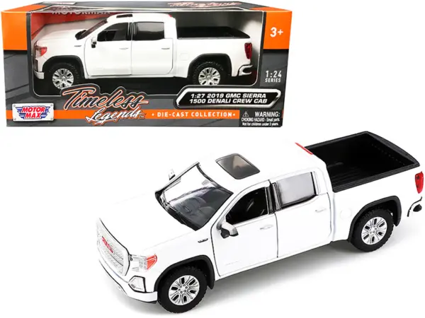 2019 GMC Sierra 1500 Denali Crew Cab Pickup Truck with Sunroof White "Timeless Legends" Series 1/24-1/27 Diecast Model Car by Motormax #1