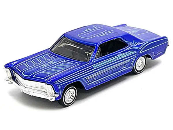 1965 Buick Riviera Candy Blue with Graphics "Lowriders" "Maisto Design" Series 1/64 Diecast Model Car by Maisto #2