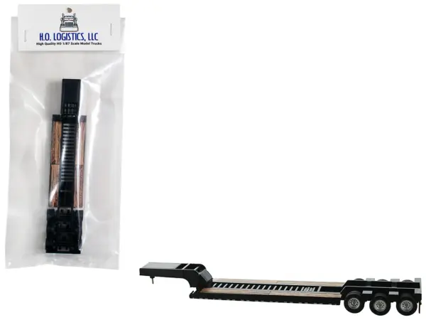 Low Boy Flatbed Trailer Black 1/87 (HO) Plastic Model Car by HO Logistics #1