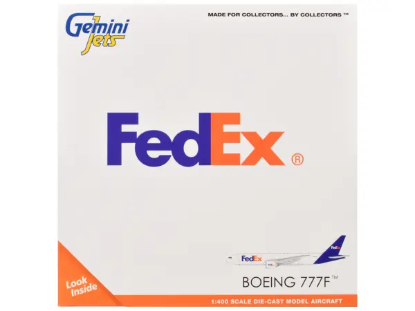 Boeing 777F Commercial Aircraft "FedEx (Federal Express)" (N895FD) White with Purple Tail 1/400 Diecast Model Airplane by GeminiJets #3