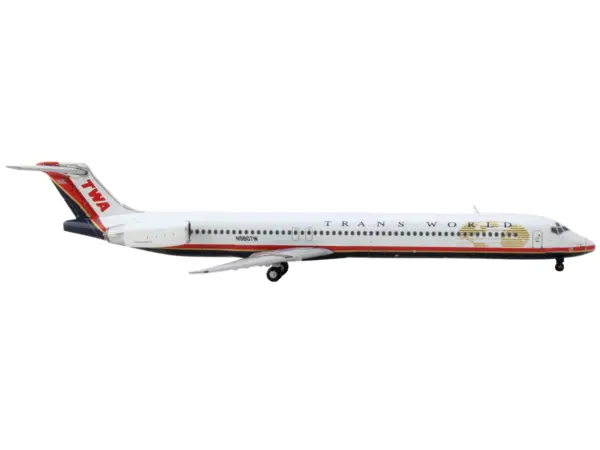 McDonnell Douglas MD-82 Commercial Aircraft "Trans World Airlines" White with Red Stripes 1/400 Diecast Model Airplane by GeminiJets #2