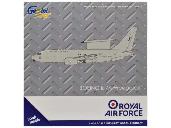 Boeing E-7A Wedgetail Aircraft "Royal Air Force" (WT001) Gray "Gemini Macs" Series 1/400 Diecast Model by GeminiJets #3