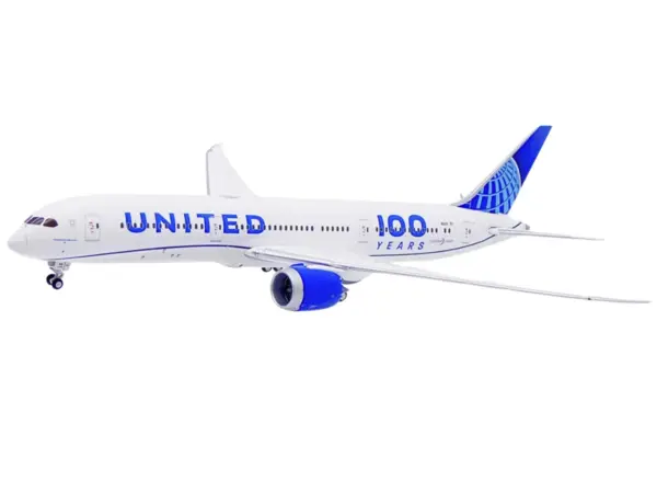 Boeing 787-9 Commercial Aircraft "United Airlines 100 Years" (N61101) White with Blue Tail 1/400 Diecast Model by GeminiJets #2