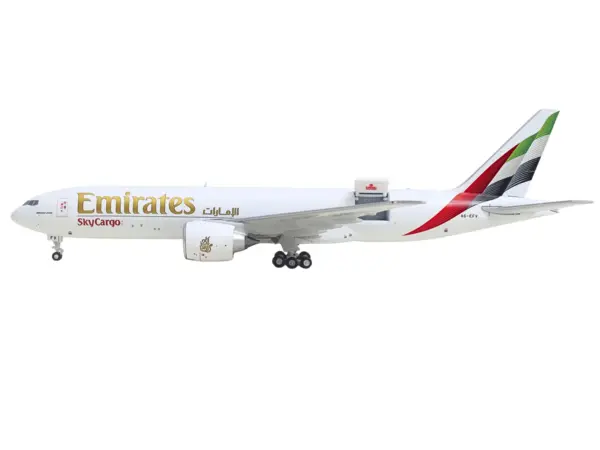 Boeing 777F Commercial Aircraft "Emirates SkyCargo" (A6-EFV) White with Striped Tail "Interactive Series" 1/400 Diecast Model by GeminiJets #2