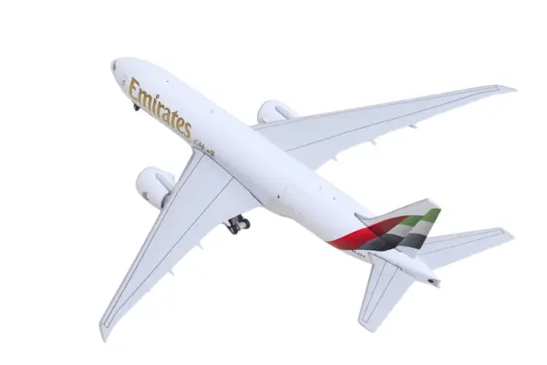 Boeing 777F Commercial Aircraft "Emirates SkyCargo" (A6-EFV) White with Striped Tail 1/400 Diecast Model by GeminiJets #3